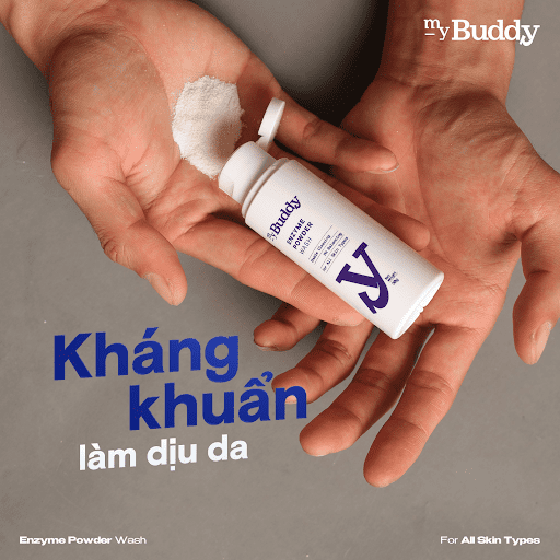 Bột rửa mặt Enzyme Powder Wash của myBuddy thích hợp để làm sạch da.